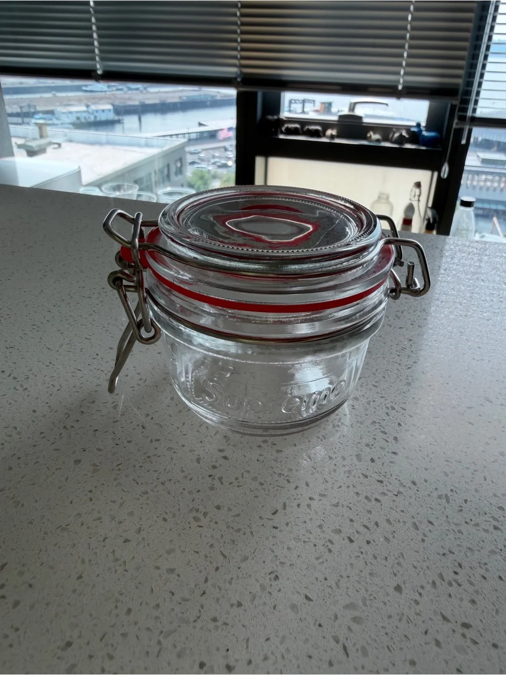 Supreme Glass Storage Jar with Red Seal and Clamp Lid